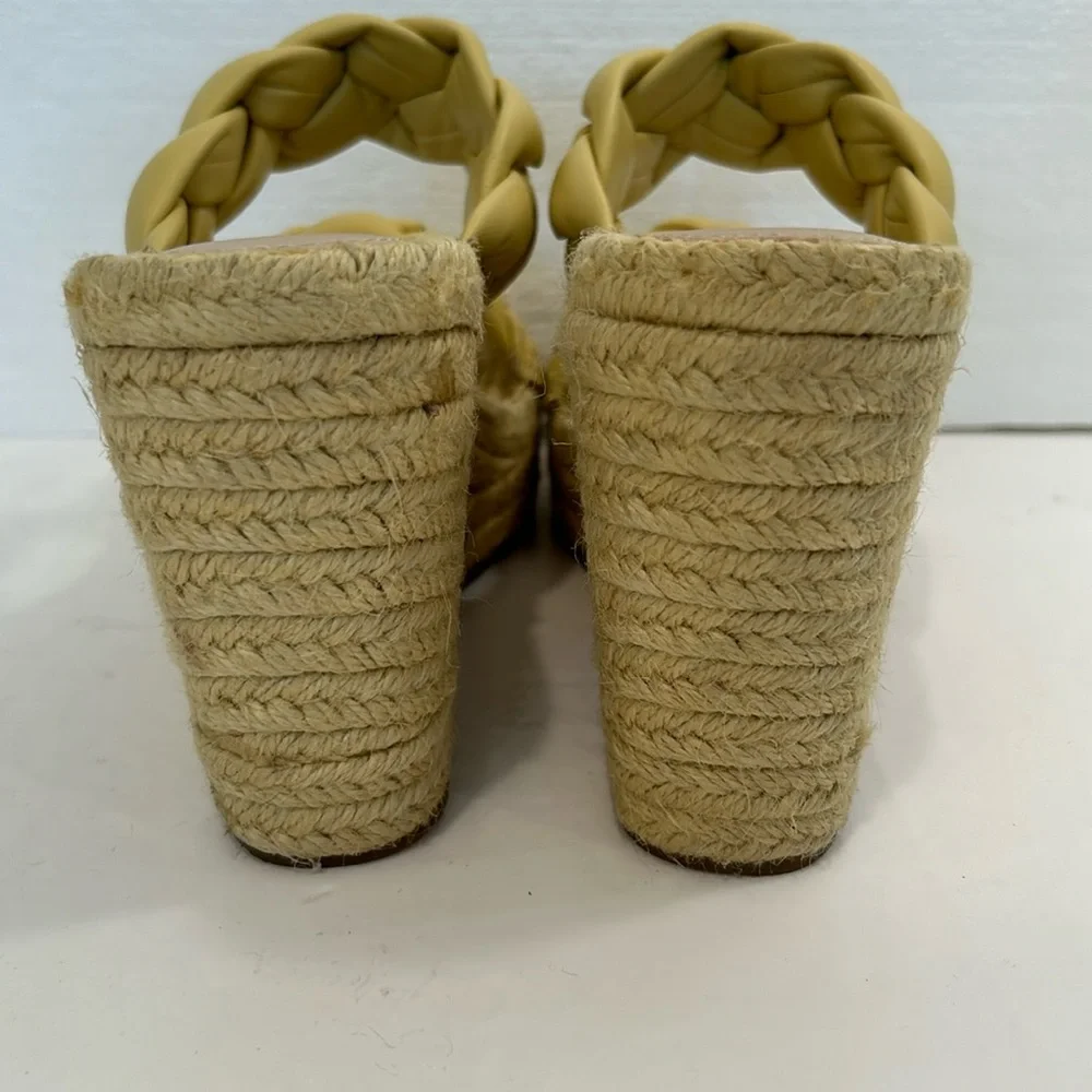 Kenneth Cole Olivia Braided Espadrille Wedge Sandals Yellow Size 9 NWOT